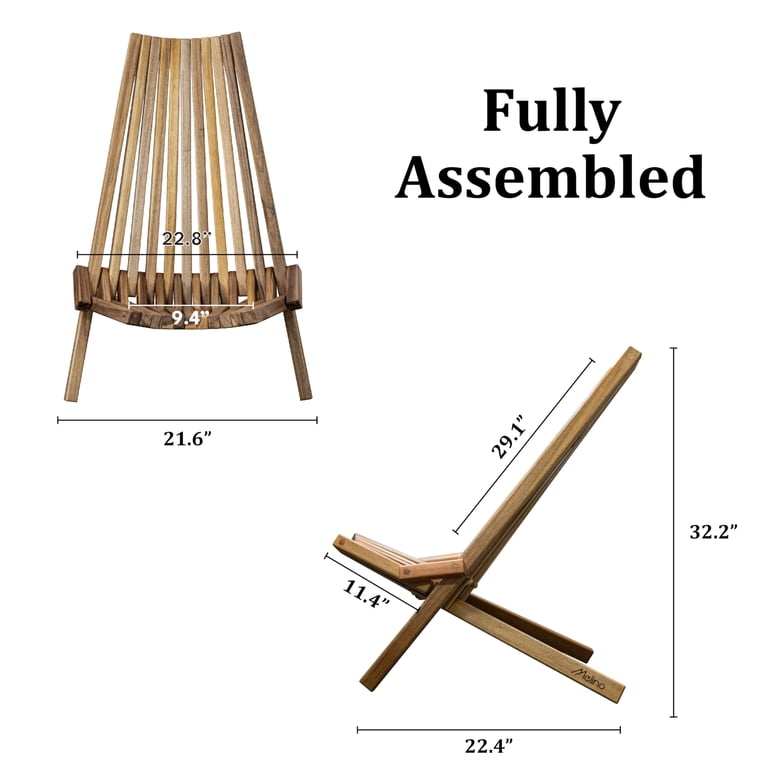 Melino Wooden Folding Tamarack Chairs, FSC Certified Acacia Low