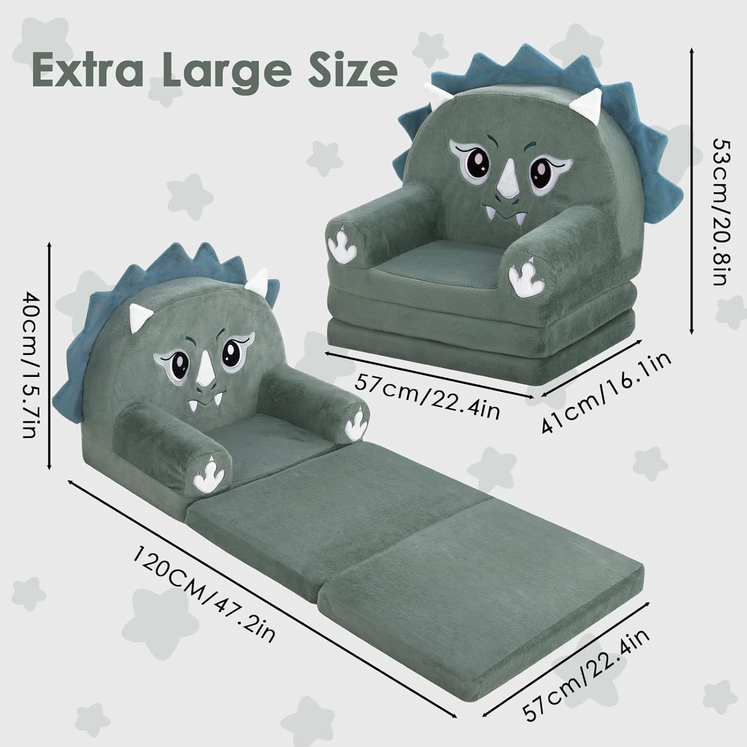 Kids Couch  Foldable Kids Sofa to Lounger 2 in 1 Toddler Chair Plush  Sleeper Chair for Playing and Napping, Birthday Gifts for Boys and Girls