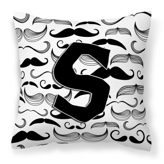 Letter S Moustache Initial Fabric Decorative Pillow