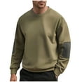 thumbnail image 2 of Zylanna Men's Long Sleeve T-Shirts, Color Block Patching Homewear Loose Crew Neck Casual Tops for Men Army Green, 2 of 5