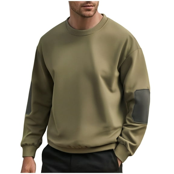 Mens Sweatshirt Under $10 Fall Winter Casual Long Sleeve Basic Sweatshirts Patchwork Round Neck Pullovers Men's Clothing
