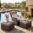thumbnail image 3 of VENTOPYR Woven Water Hyacinth Square Ottoman Coffee Table with Dark Gray Fabric Cushion, 3 of 5