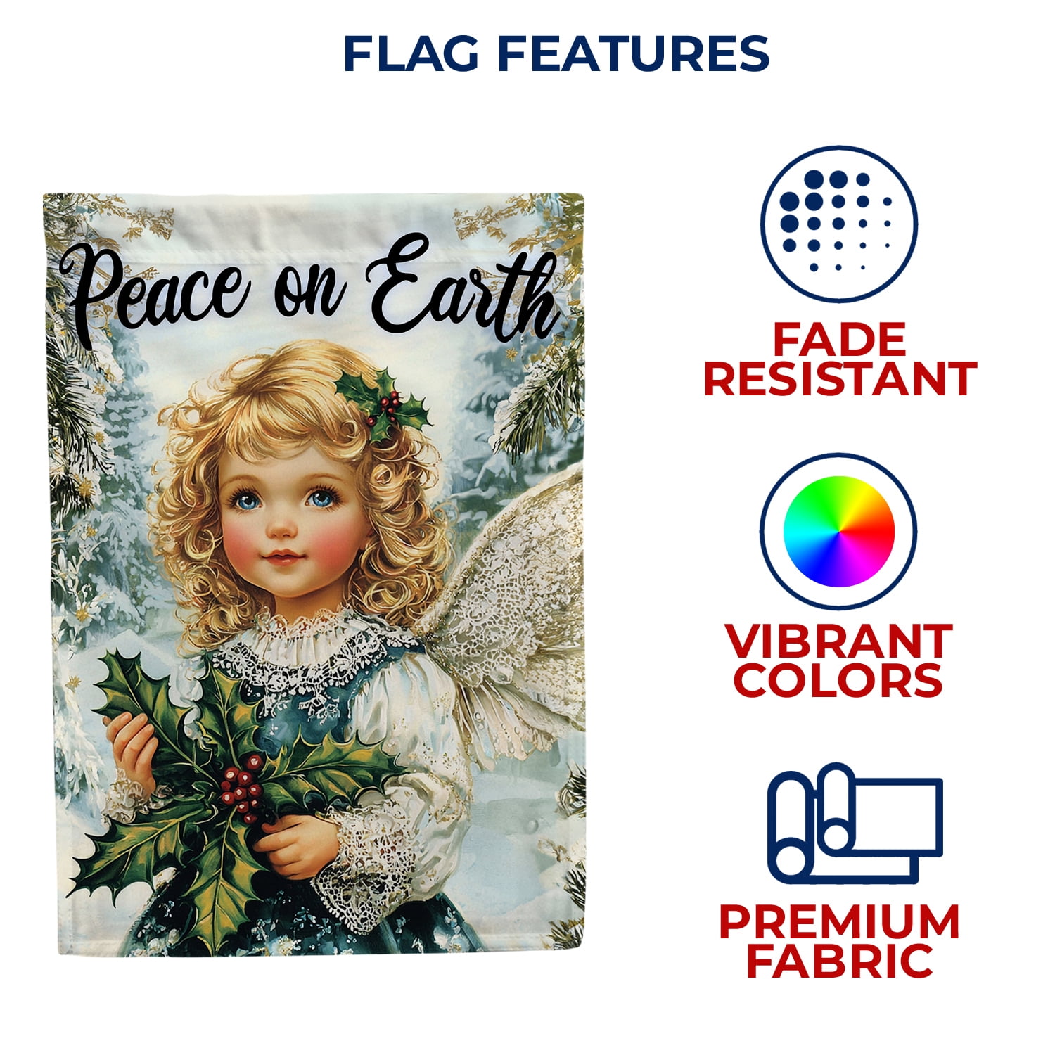 America Forever Peace on Earth Angel House Flag, 28 x 40 inches Double Sided, Vintage Christmas Angel Holiday Flag, Festive Winter Decor Outdoor Seasonal Flags for Yard, Lawn