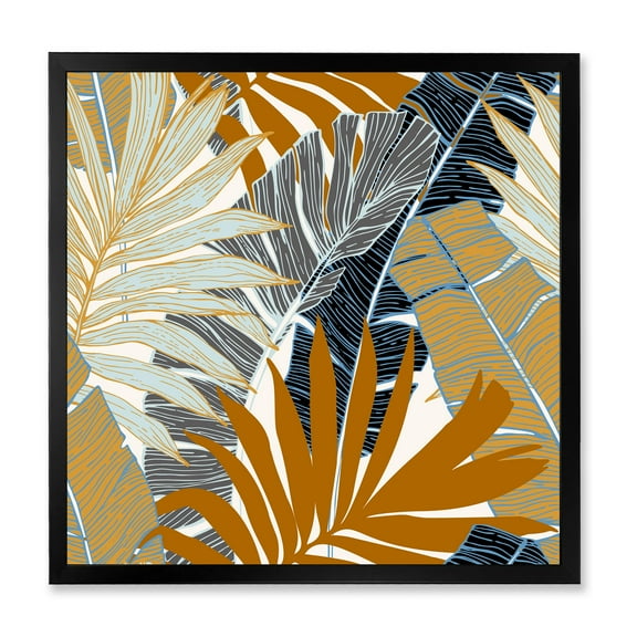 Designart 'Abstract Tropical Summer Banana Leaves and Palm Tree' Modern Framed Art Print