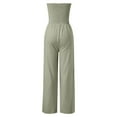 thumbnail image 4 of Holzkary Women's Strapless Tube Top Rompers Casual Off Shoulder Solid Color Belted Wide Leg Jumpsuit with Pockets Rompers for Summer Off Shoulder Summer Loose Sleeveless Beach Outfits Green Xl, 4 of 6