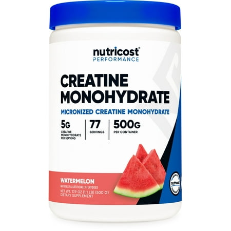 Nutricost Creatine Monohydrate Powder (Watermelon  500 Gram) - Micronized Creatine Supplement - Vegan  Non-GMO  Gluten