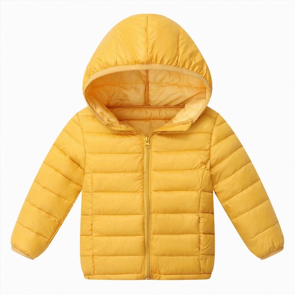 Ymyiu Winter Coats for Toddler Girls Baby Boys Thicken Winter Coat Toddler Girls Fleece Warm Hooded Jacket Clothes Size 10-11 Years(Yellow, 10-11 Years)