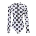thumbnail image 2 of Neinkie Womens Fashion One Piece Zip Front Swimsuits Printed Swimwear Long Sleeve Rash Guard High Waist Bathing Suits, 2 of 7
