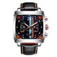 thumbnail image 1 of Reloj de pulsera mecánico automático de cuero para hombre, luminoso, informal, cuadrado, blanco y negro Yuarrent EL002804-02, 1 of 2