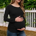 thumbnail image 4 of Hxshgdsn Maternity Long Sleeve Shirts Crew Neck Pullover Soft Solid Color Tops Basic Casual Pregnancy Clothes Black 2Xl, 4 of 7
