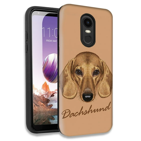Mundaze Dachshund Dog Double Layer Hybrid Case Cover For LG Tribute Empire/Risio 3/K8 K8 Plus 2018
