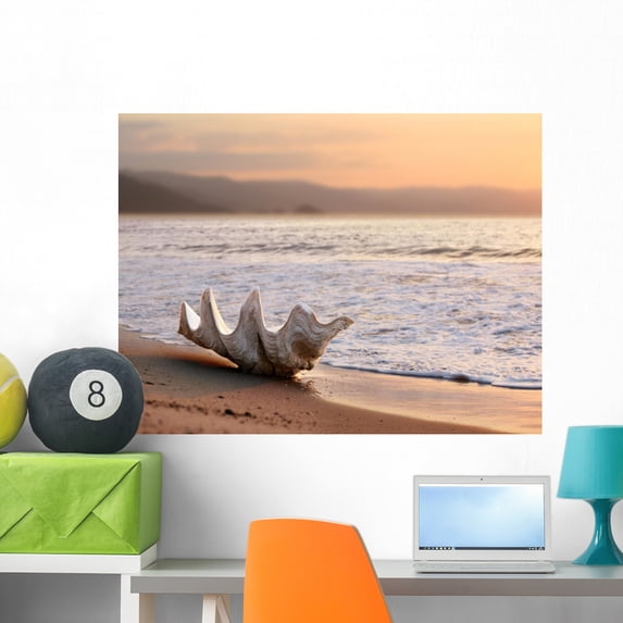Seashell Beach Wall Mural by Wallmonkeys Peel and Stick Graphic (36 in W x 27 in H) WM290376