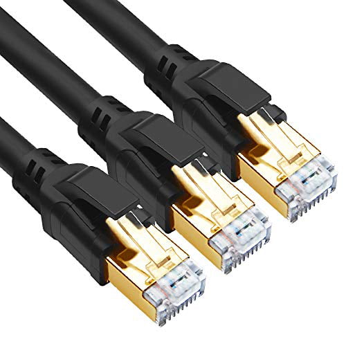 5 Pack 10ft CAT8 Ethernet Cable Veetop 40Gbps 2000Mhz High Speed Gigabit SFTP LAN Network Internet Cables with RJ45 Gold Plated Connector for Use of Smart Office Smart Home System iOT Gaming