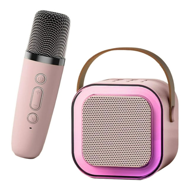 Mini altavoz de Karaoke con micrófono para niños, niñas y niños, máquina de Karaoke para adultos 1 micrófono rosa