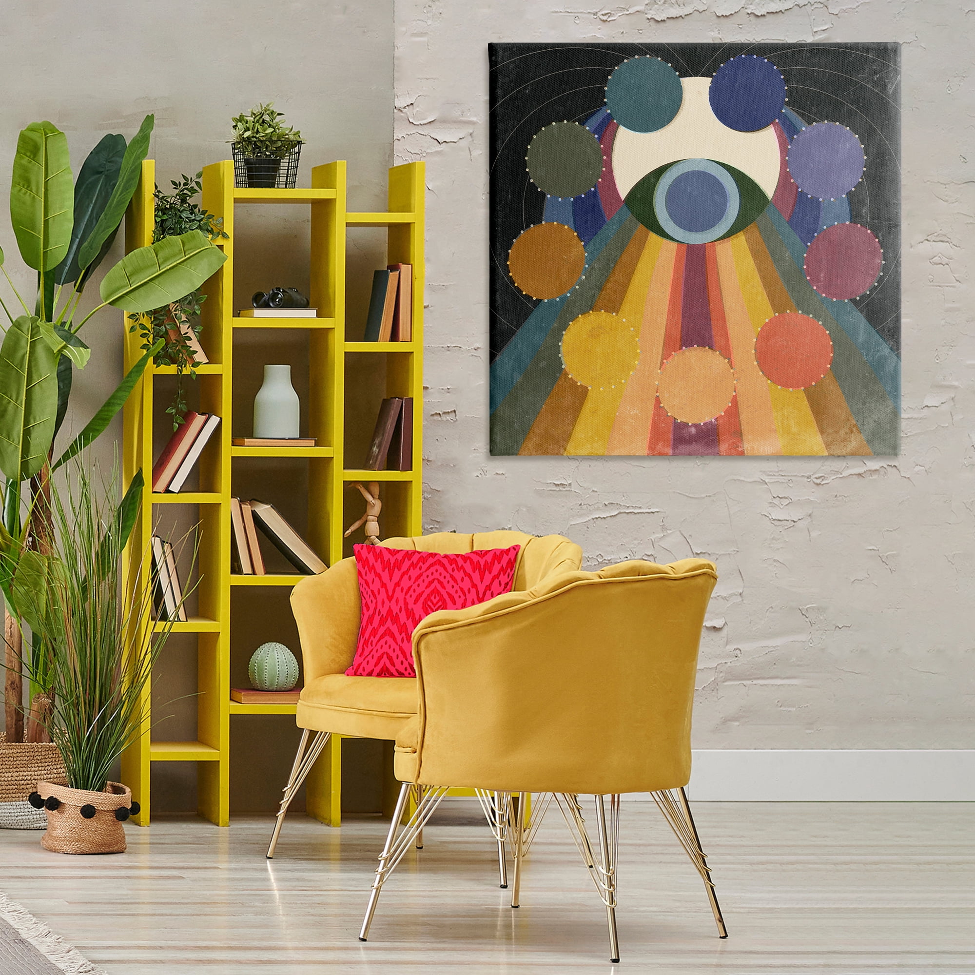 Stupell Industries Eye with Circles Pattern Abstract Painting Wrapped Canvas Art Print Wall Art, 36 x 36