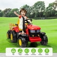 thumbnail image 2 of Lumiparty 12V Kids Ride On Tractor Car, Dual 35W Electric Vehicles with Safety Belt, Tractor Car Toy with Detachable Trailer and Remote Control, Music, Toy Tractor for Boys Girls, Red, 2 of 7