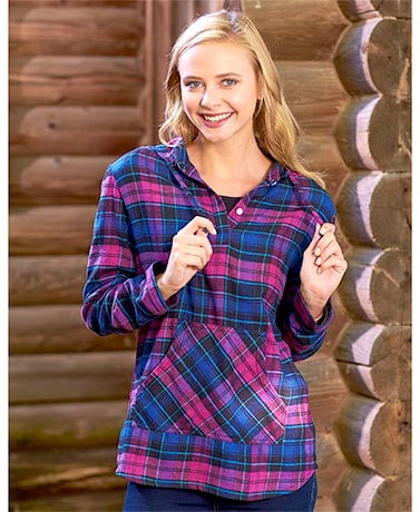 Women's Plaid Flannel Pullover Hoodies - Walmart.com