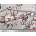 thumbnail image 2 of Soimoi Gray Silk Fabric Floral & Bird Decor Fabric Printed Yard 44 Inch Wide, 2 of 3