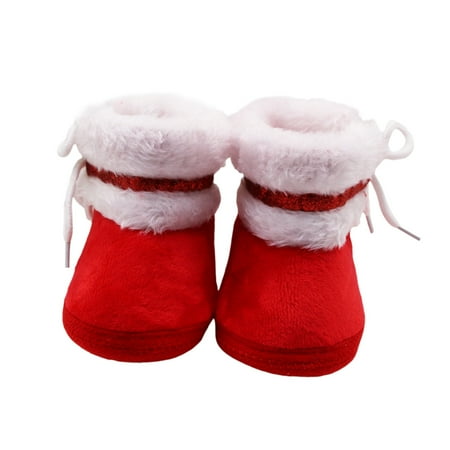 

Multitrust Winter Girl Boy Shoes Anti-Slip Home Warm Plush Casual Party Patchwork Plush Drawstring Boots Shoes