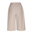 thumbnail image 5 of UVEASISHA Cotton Linen Pants for Women High Waisted Drawstring Capri Pants Baggy Comfy Lounge Beach Trousers with Pockets Khaki XXL, 5 of 8