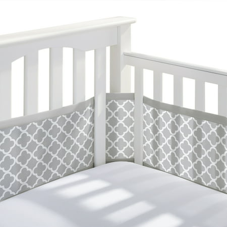 UPC: 0811283021428 | BreathableBaby Breathable Mesh Liner for Full-Size Cribs  Classic 3mm Mesh  Gray Clover (Size 4FS Covers 3 or 4 Sides)