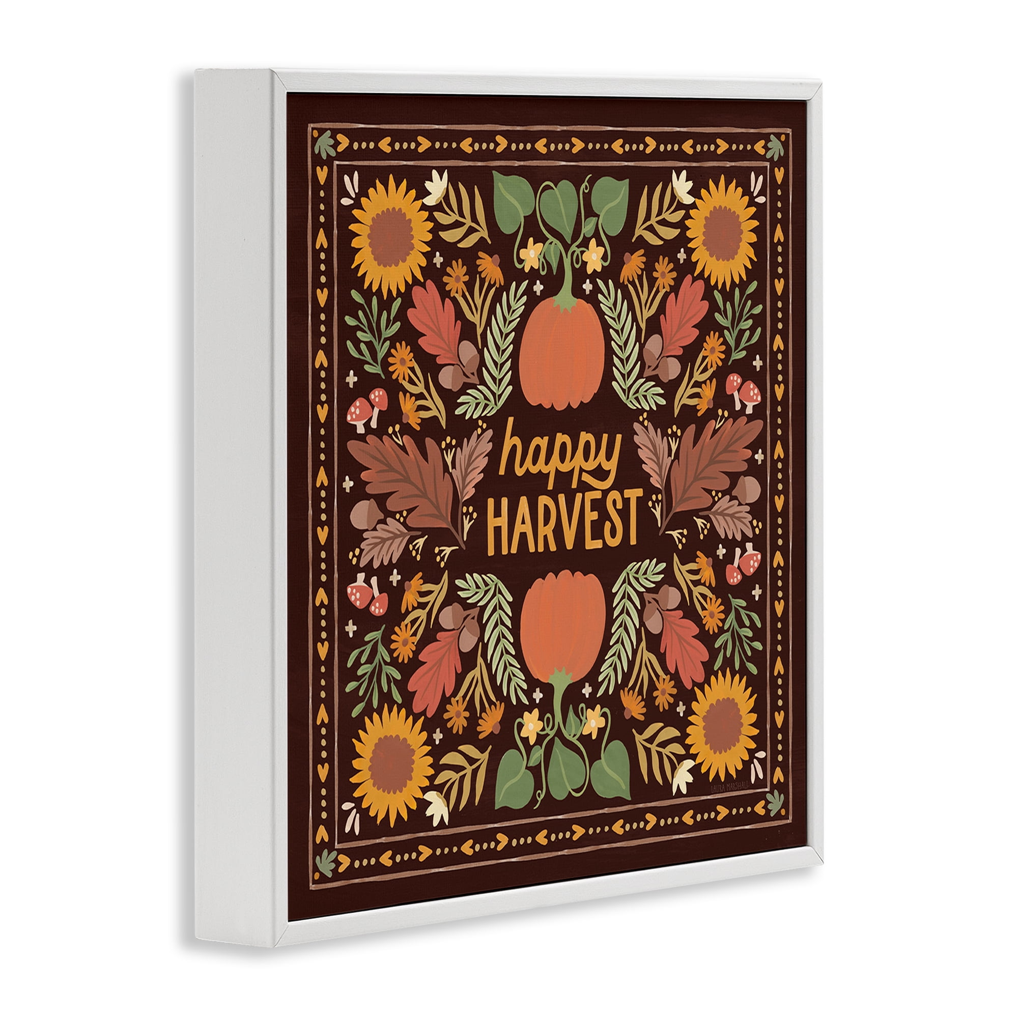 Stupell Industries Happy Harvest on Brown Landscape Painting White Framed Art Print Wall Art, 24 x 24