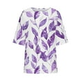 thumbnail image 4 of Feancey Summer Tops for Women 2025 Plus Size Alzheimer Awareness Shirt Loose Fit Casual Purple Floral Pritn Blouses Lightweight Casual Mid Length Linen Shirts, 4 of 5