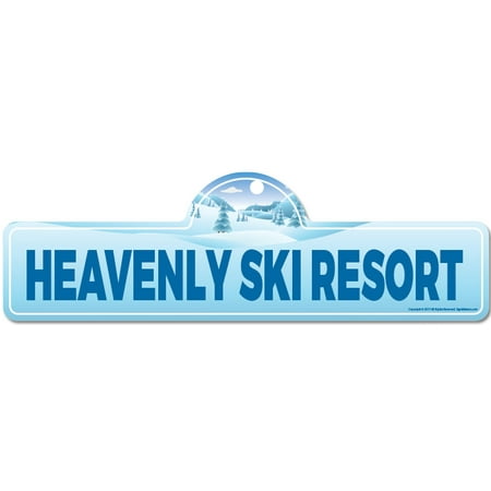 Heavenly Ski Resort Street Sign | Indoor/Outdoor | Skiing, Skier, Snowboarder, Décor for Ski Lodge, Cabin, Mountian House | SignMission personalized