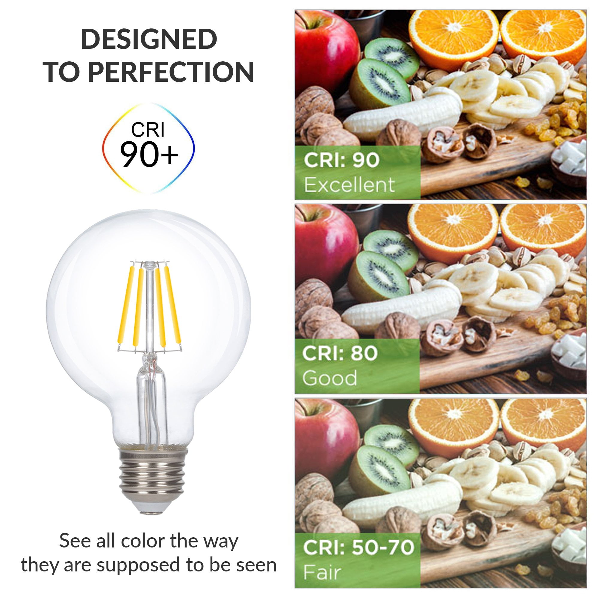 Simba Lighting LED Edison G25 Globe 6W 60W Equivalent Light Bulbs 120V E26 Base Dimmable 4000K, 6 Pack