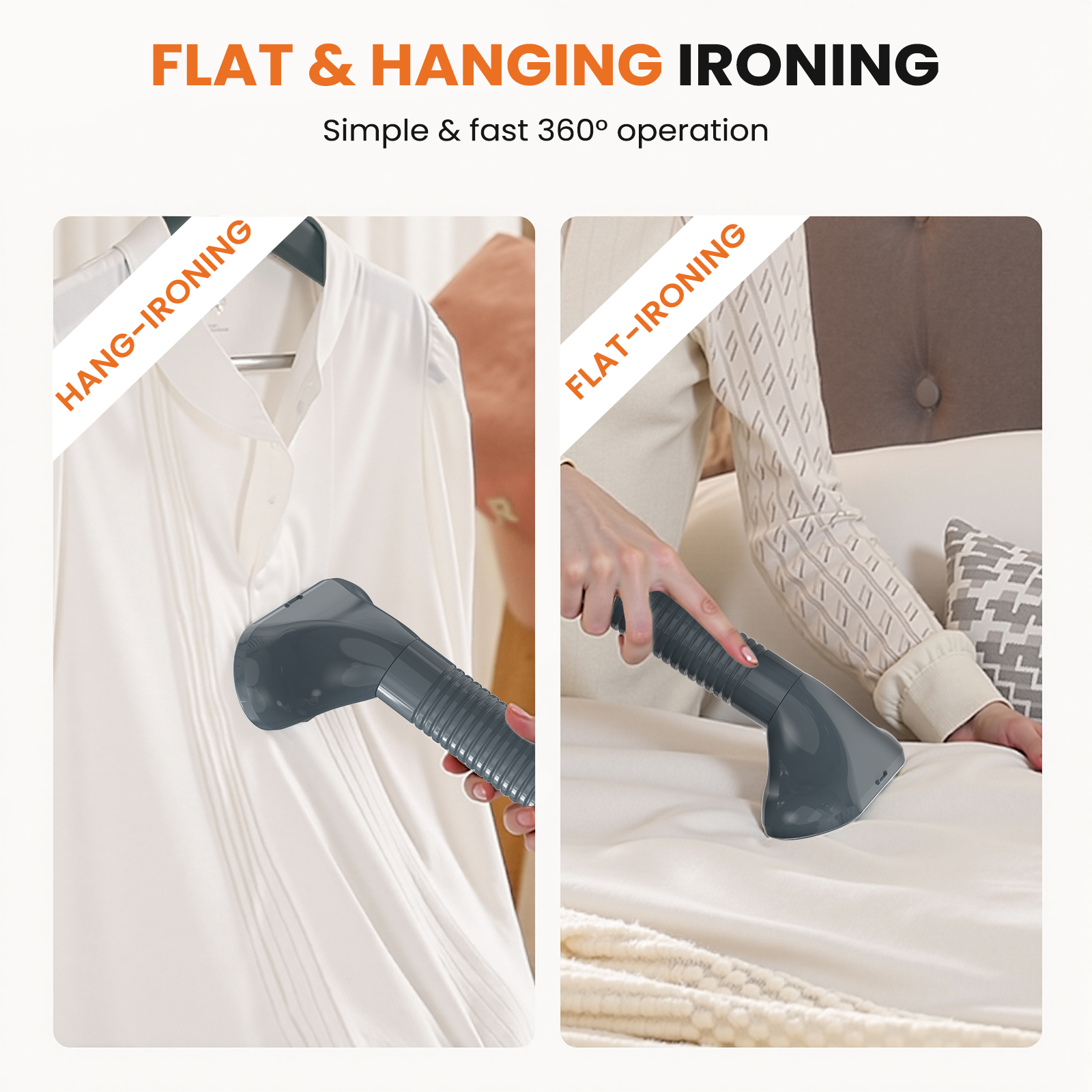 MCQ  Steamer, Wet and Dry Portable Handheld Steam Iron,Grey