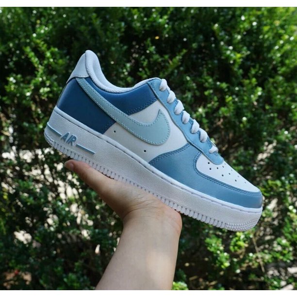 Air Force 1 Custom White Casual Shoes Arctic Sky Glacier Blue Vibes Mens Womens