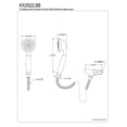 thumbnail image 2 of Kingston Brass Kx2528B Douche Réglable 5 Réglages avec Tuyau en Laiton - Finition Nickel Satiné, 2 of 2