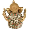 thumbnail image 2 of 4" Lord Ganesha Idol in Ashirwad Mudra in Brass | Handmade - Brass with Inlay Statue, 2 of 2