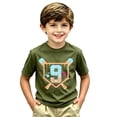 thumbnail image 2 of TGPMGRZ Boys Shirts Clothes for School Wear Cartoon Baseball Printed Short Sleeve T Shirt #A14 Army Green 12-13 Years, 2 of 4