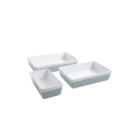 Martha Stewart 3-Piece Stoneware Baker Set - Blue/White Ceramic