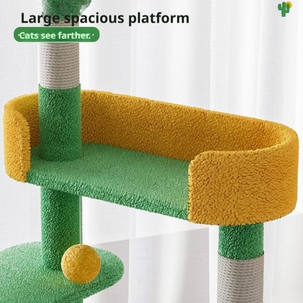 71in Cat Tree Tower, 6 Level Cactus Style Cat Tree,Multifunctional Cat Tree with Cat Hanging Play Ball, Sleep Bowl, Cat House, Scratching Post, and Cat Rolling Play Toy, All in One Cat Tree