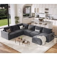 thumbnail image 3 of Sectional Sleeper Sofa with Pull Out Bed, Chenille Modular Sectional Sofa L Shaped Couch with Pull Out Couch and Storage Seat, Convertible Couches for Living Room, 3 of 8