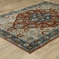 thumbnail image 5 of 10' X 13' Blue Beige Tan Brown Gold And Rust Red Oriental Power Loom Stain Resistant Area Rug With Fringe, 5 of 10
