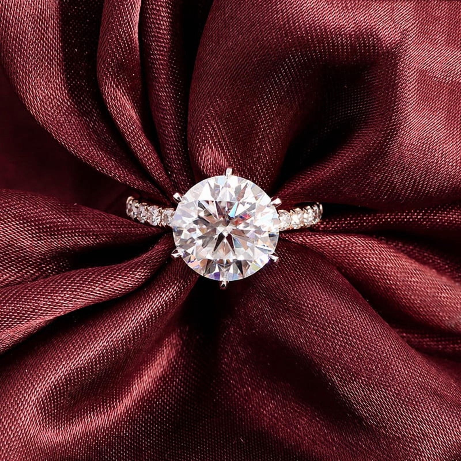 solitaire jewels 3CT Round Moissanite Hidden Halo Engagement Ring For Women, 18K Rose Gold