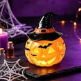 thumbnail image 5 of Xingjin Resin Halloween Pumpkin Night Light Table Lamp, Witch Hat and Skeleton Design with Warm LED Glow, Spooky Decor for Home Indoor Party Desktop, 5 of 7