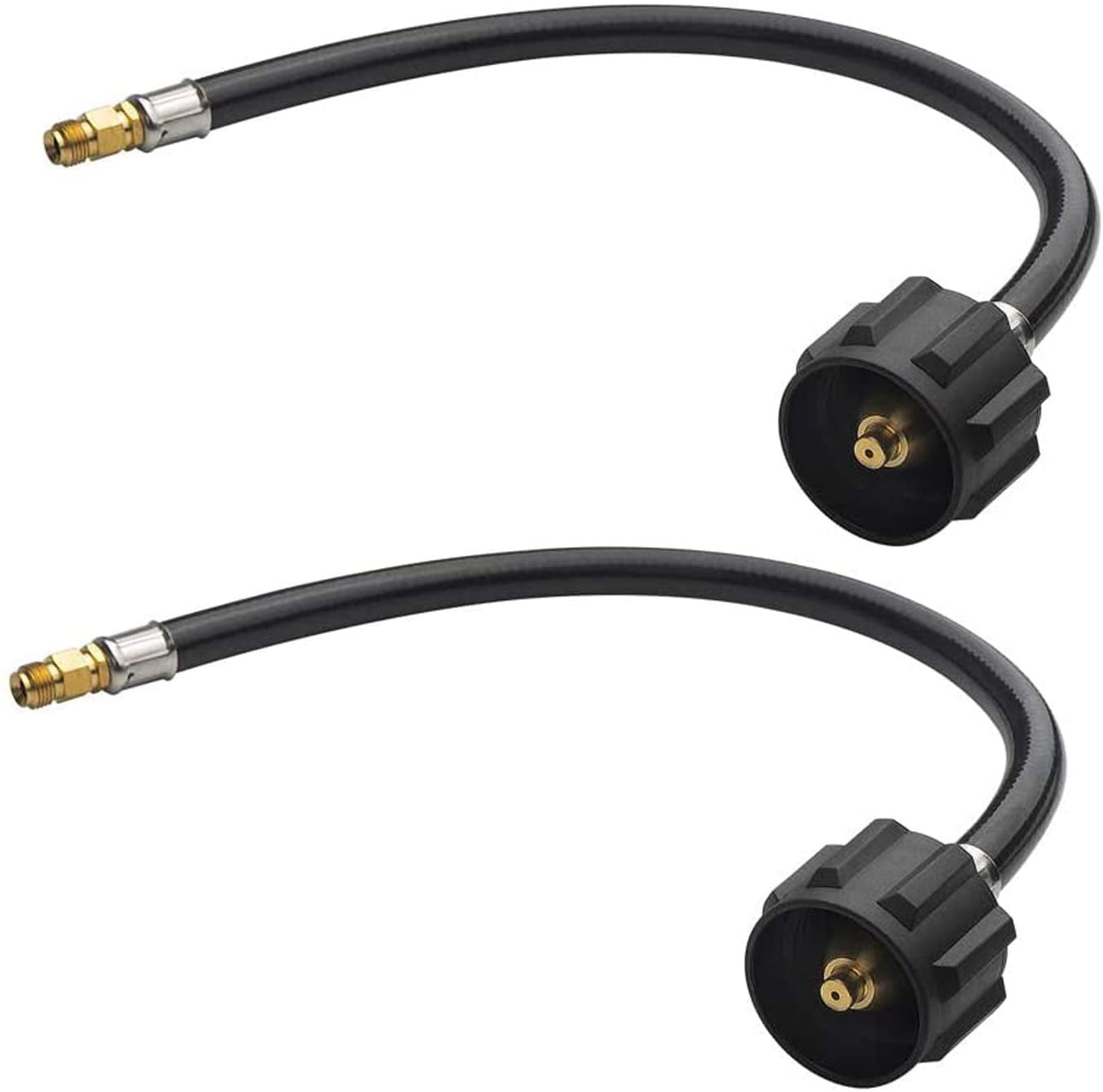 15-Inch RV Propane Hose, Camper Gas Line Replacement, 1/4-Inch Inverted Male Flare x QCC-1, 2-Pack