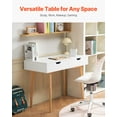 thumbnail image 2 of VEVOR Small Desk with Drawers, Kids Desk for Bedroom, Wooden Simple Study Table for Drawing, Reading, Writing, Rectangle MDF Furniture Study Storage Table for Home, Office, White + Wood, 2 of 9