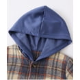 thumbnail image 5 of Jolyshlid Boys 2 Piece Sweatsuit Flannel Plaid Button Shirt Hoodie and Cargo Pants Sets for Kids Clothes Dark Blue 9-10 Years, 5 of 11