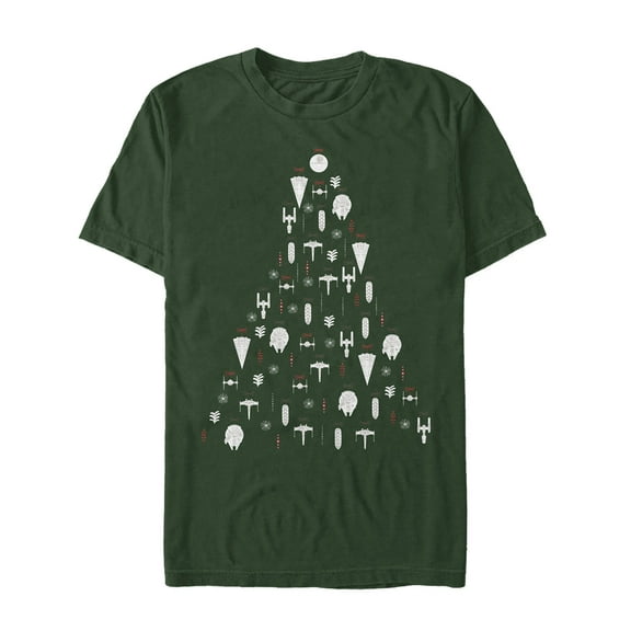 Men's Star Wars Christmas Galactic Ornaments  Graphic Tee Dark Green 3X Large