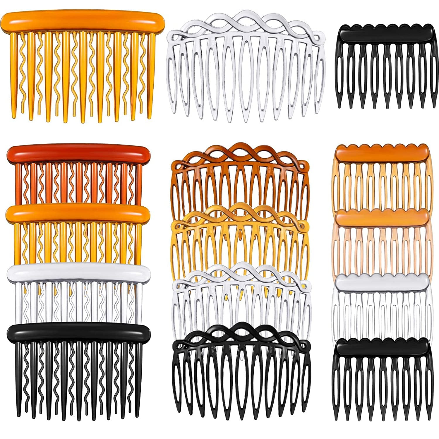 24 Haarkämme French Twist – 11 & 25 Zähne, Kunststoff, Für Dutt & Elegante Frisuren