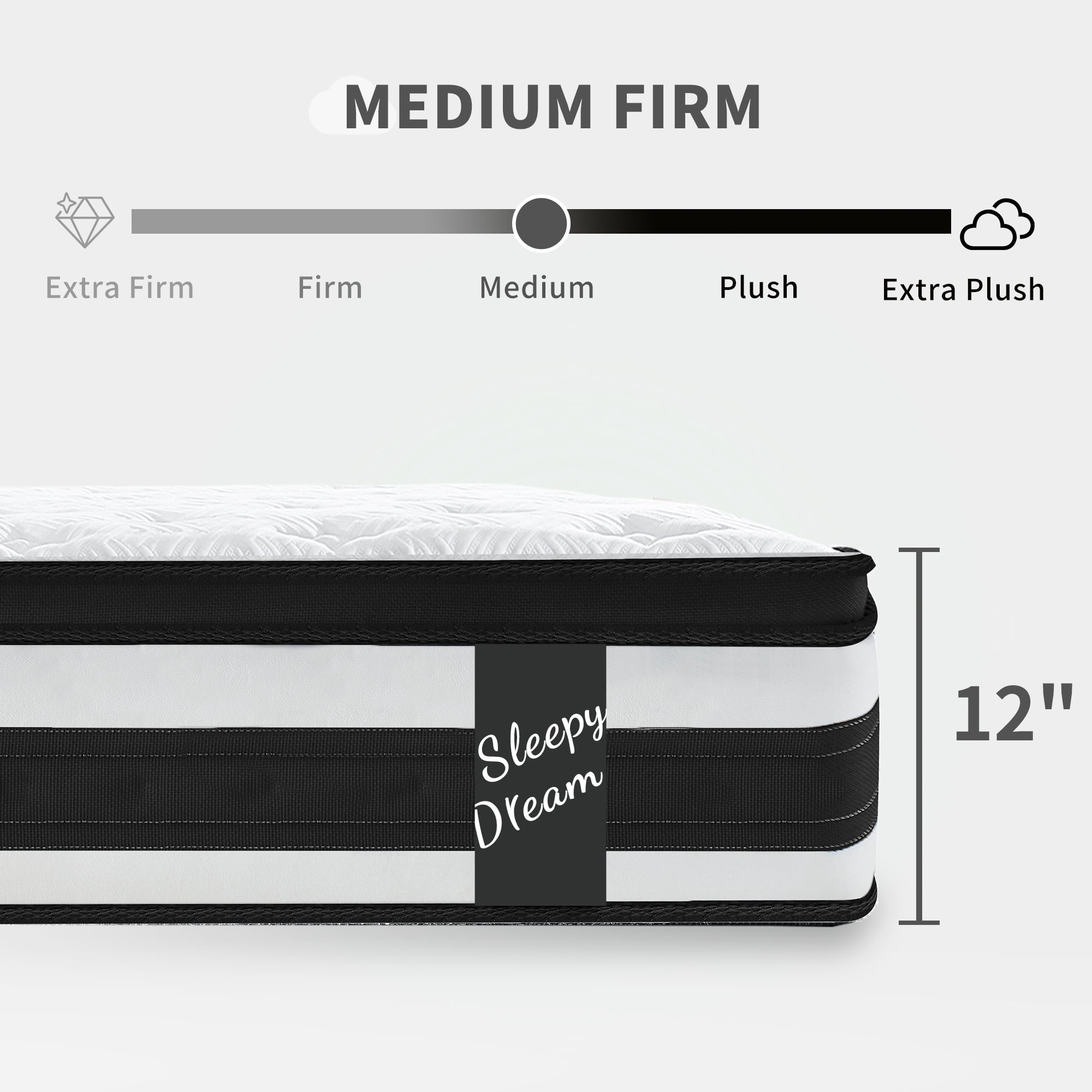 Miniyam 12" Memory Foam for Adults, Individual Pocket Spring Hybrid Mattress, Full