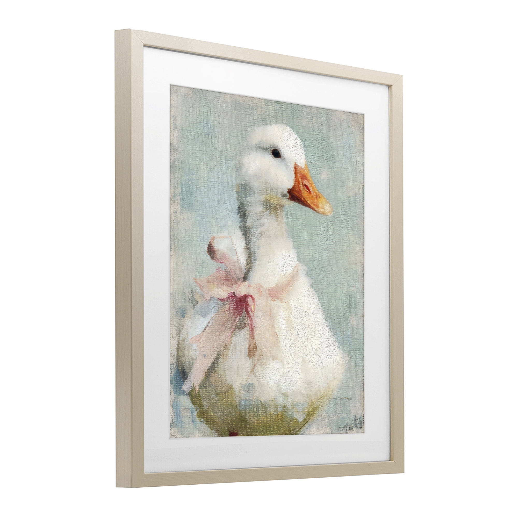Stupell Industries Soft Pink Bow Goose Birch Framed Print Under Glass, design by LSR Design Studio