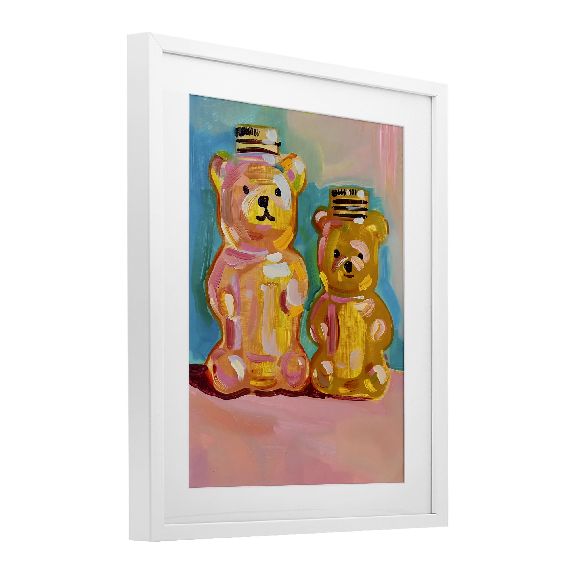 Stupell Industries Joyful Honey Bears Duo White Framed Print Under Glass, design by The Prints Vibe
