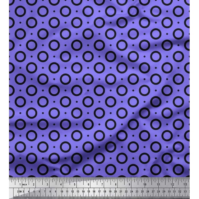 Soimoi Purple Poly Georgette Fabric Dots & Circle Geometric Printed Fabric 1 Yard 52 Inch Wide