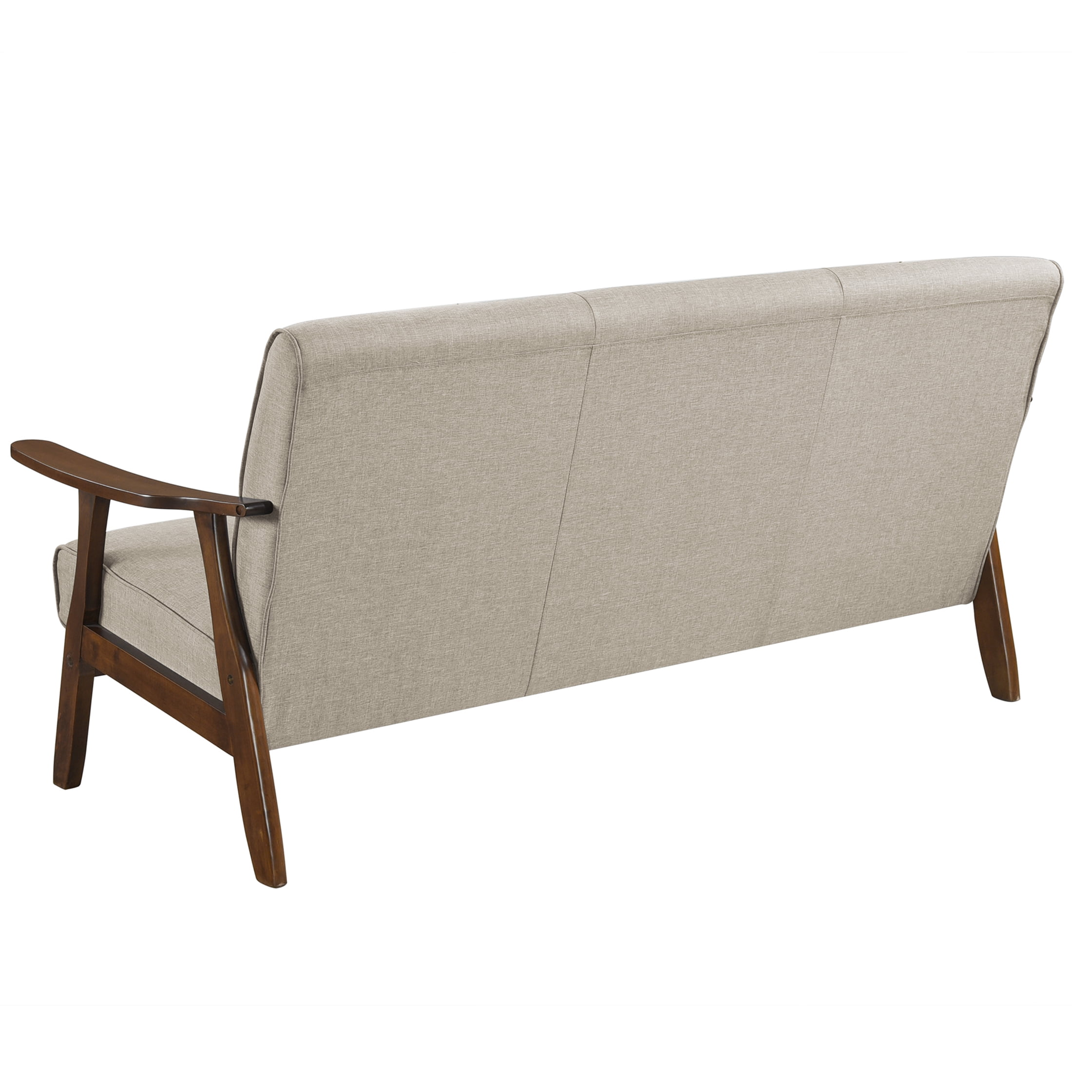 Castle Place Mid-Century Upholstered Linen Sofa, Warm Grey